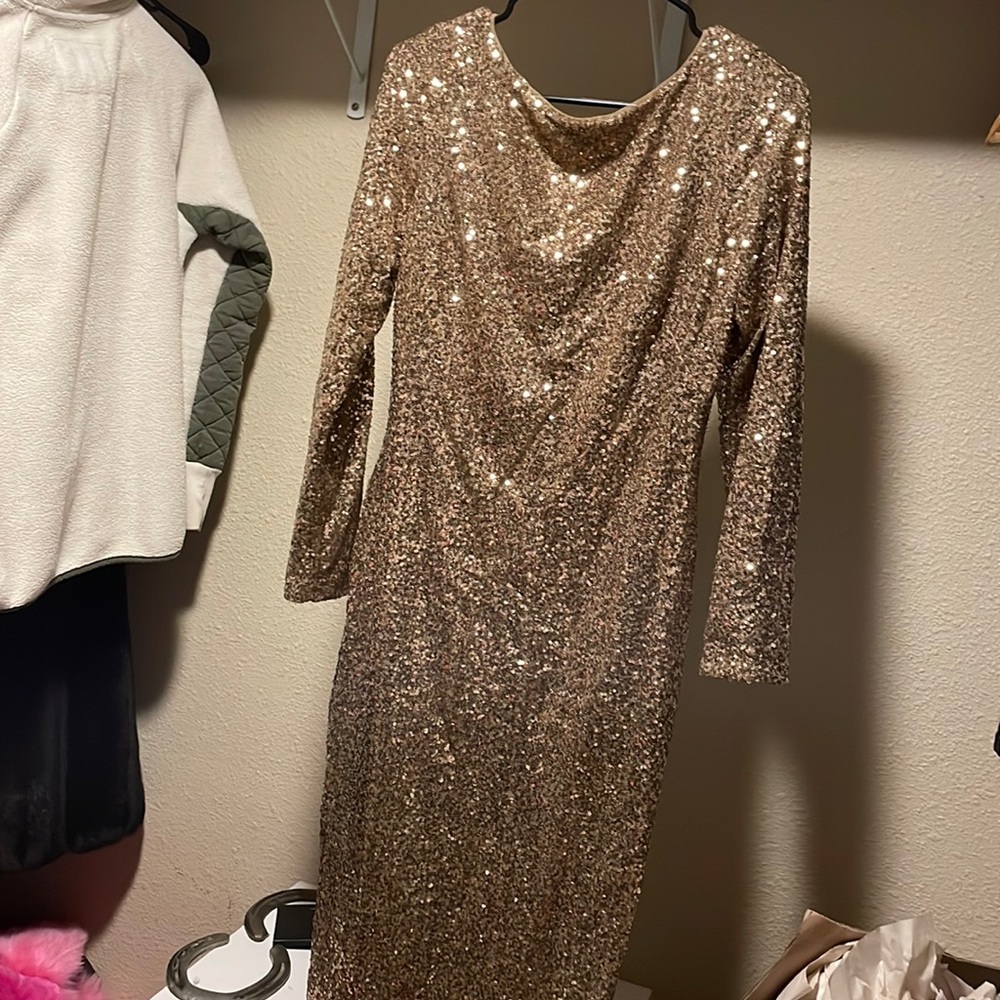 NWT Ralph Lauren gold sequin dress